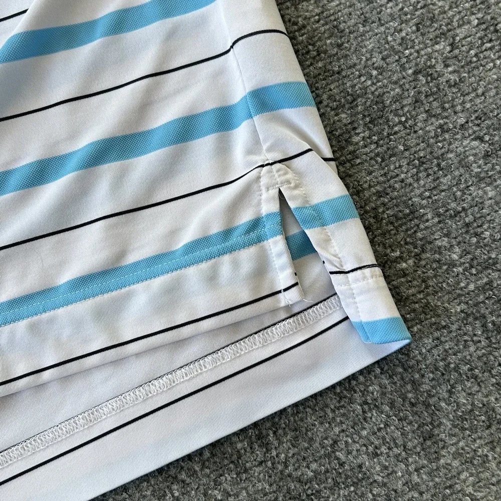 Footjoy Shirt Men Large Blue White Stripe Golf Polo Performance Hybrid Relax Fit
